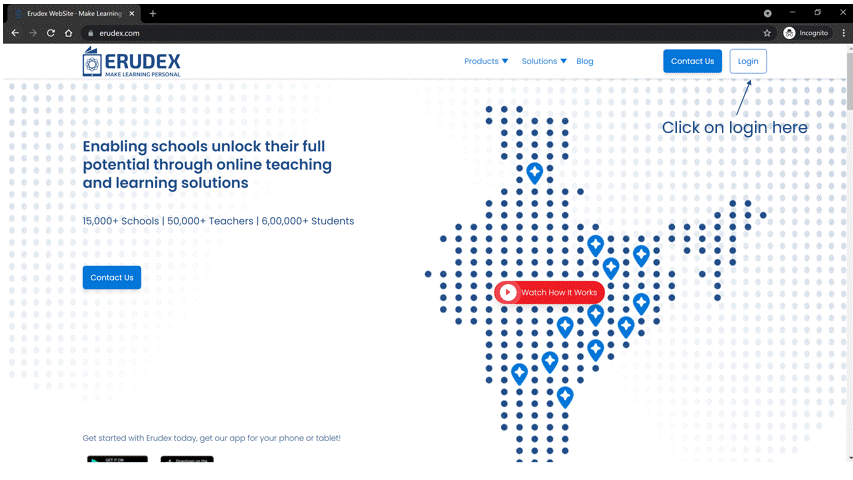 Signing in to Erudex on web